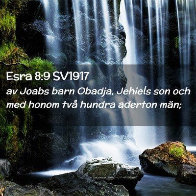 Picture 02 - Esra 8:9 SV1917 - av Joabs barn Obadja, Jehiels son och med honom - Bible Verse Picture