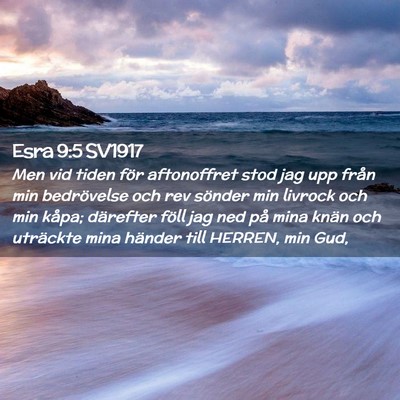 Picture 02 - Esra 9:5 SV1917 - Men vid tiden för aftonoffret stod jag upp från - Bible Verse Picture