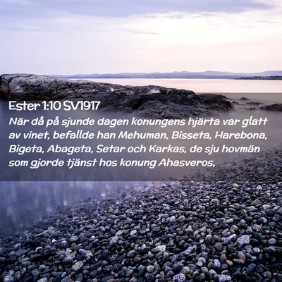 Picture 02 - Ester 1:10 SV1917 - När då på sjunde dagen konungens hjärta var - Bible Verse Picture