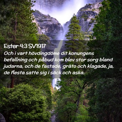 Picture 02 - Ester 4:3 SV1917 - Och i vart hövdingdöme dit konungens befallning - Bible Verse Picture
