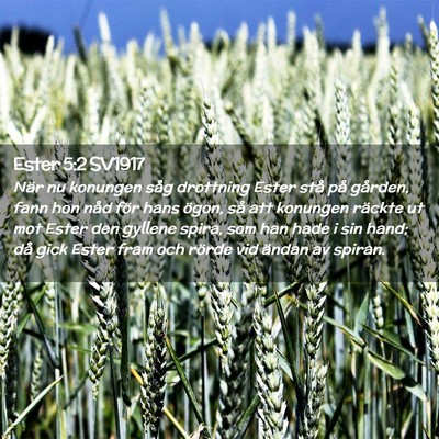 Picture 02 - Ester 5:2 SV1917 - När nu konungen såg drottning Ester stå på - Bible Verse Picture
