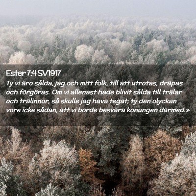 Picture 02 - Ester 7:4 SV1917 - Ty vi äro sålda, jag och mitt folk, till att - Bible Verse Picture