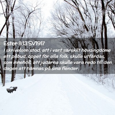 Picture 02 - Ester 8:13 SV1917 - I skrivelsen stod, att i vart särskilt - Bible Verse Picture