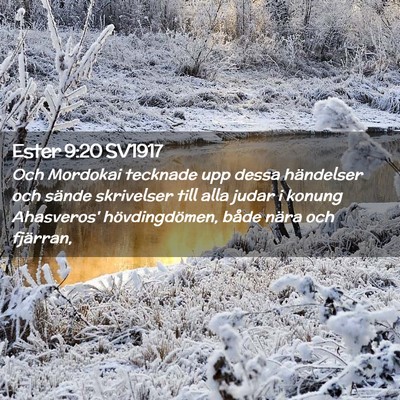 Picture 02 - Ester 9:20 SV1917 - Och Mordokai tecknade upp dessa händelser och - Bible Verse Picture