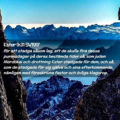 Picture 02 - Ester 9:31 SV1917 - för att stadga såsom lag, att de skulle fira - Bible Verse Picture