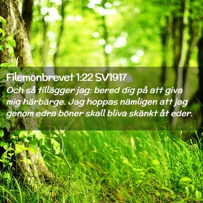 Picture 02 - Filemonbrevet 1:22 SV1917 - Och så tillägger jag: bered dig på att giva - Bible Verse Picture
