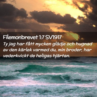 Picture 02 - Filemonbrevet 1:7 SV1917 - Ty jag har fått mycken glädje och hugnad av den - Bible Verse Picture