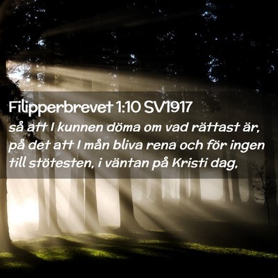 Picture 02 - Filipperbrevet 1:10 SV1917 - så att I kunnen döma om vad rättast är, på - Bible Verse Picture
