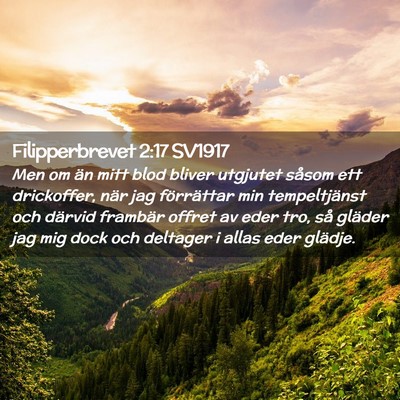 Picture 02 - Filipperbrevet 2:17 SV1917 - Men om än mitt blod bliver utgjutet såsom ett - Bible Verse Picture