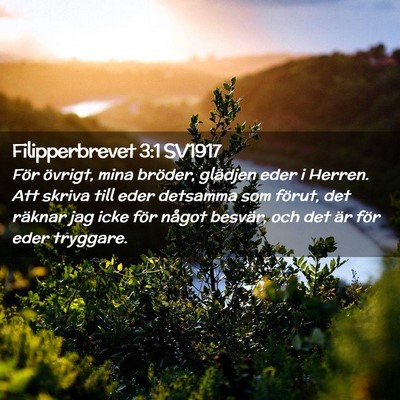 Picture 02 - Filipperbrevet 3:1 SV1917 - För övrigt, mina bröder, glädjen eder i - Bible Verse Picture