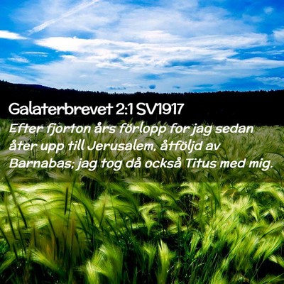 Picture 02 - Galaterbrevet 2:1 SV1917 - Efter fjorton års förlopp for jag sedan åter - Bible Verse Picture