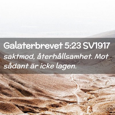Picture 02 - Galaterbrevet 5:23 SV1917 - saktmod, återhållsamhet. Mot sådant är icke - Bible Verse Picture