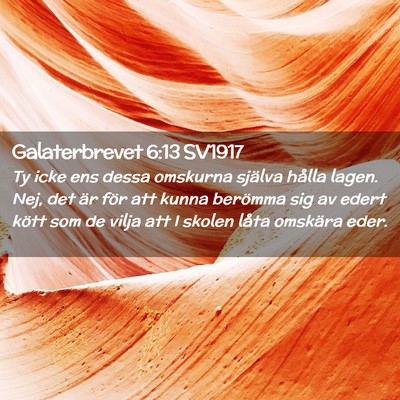 Picture 02 - Galaterbrevet 6:13 SV1917 - Ty icke ens dessa omskurna själva hålla lagen. - Bible Verse Picture