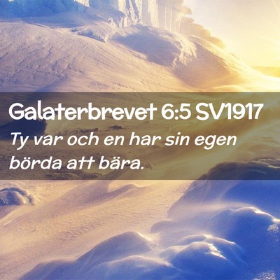 Picture 02 - Galaterbrevet 6:5 SV1917 - Ty var och en har sin egen börda att - Bible Verse Picture