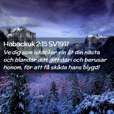 Picture 02 - Habackuk 2:15 SV1917 - Ve dig som iskänker vin åt din nästa och - Bible Verse Picture