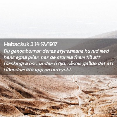 Picture 02 - Habackuk 3:14 SV1917 - Du genomborrar deras styresmans huvud med hans - Bible Verse Picture