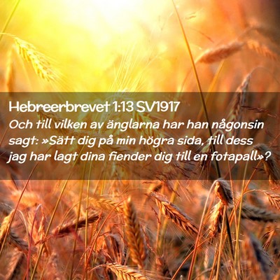 Picture 02 - Hebreerbrevet 1:13 SV1917 - Och till vilken av änglarna har han någonsin - Bible Verse Picture