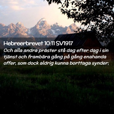 Picture 02 - Hebreerbrevet 10:11 SV1917 - Och alla andra präster stå dag efter dag i sin - Bible Verse Picture