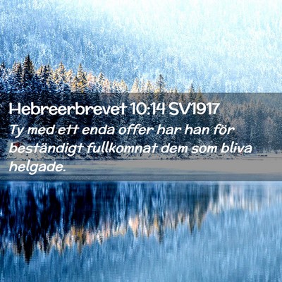 Picture 02 - Hebreerbrevet 10:14 SV1917 - Ty med ett enda offer har han för beständigt - Bible Verse Picture