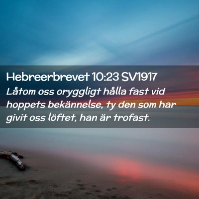 Picture 02 - Hebreerbrevet 10:23 SV1917 - Låtom oss oryggligt hålla fast vid hoppets - Bible Verse Picture