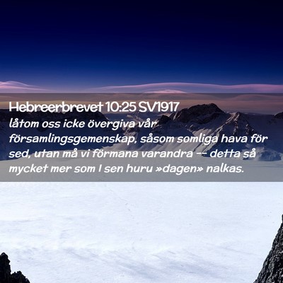 Picture 02 - Hebreerbrevet 10:25 SV1917 - låtom oss icke övergiva vår - Bible Verse Picture