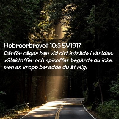 Picture 02 - Hebreerbrevet 10:5 SV1917 - Därför säger han vid sitt inträde i världen: - Bible Verse Picture