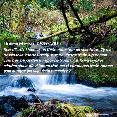 Picture 02 - Hebreerbrevet 12:25 SV1917 - Sen till, att I icke visen ifrån eder honom som - Bible Verse Picture