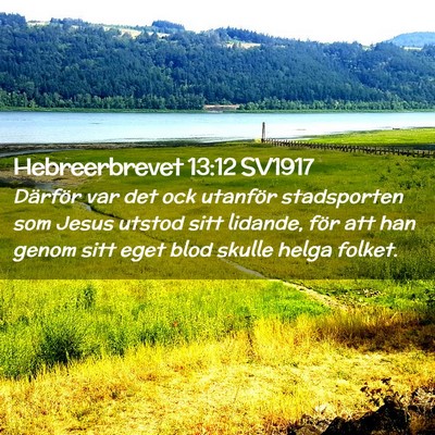 Picture 02 - Hebreerbrevet 13:12 SV1917 - Därför var det ock utanför stadsporten som - Bible Verse Picture