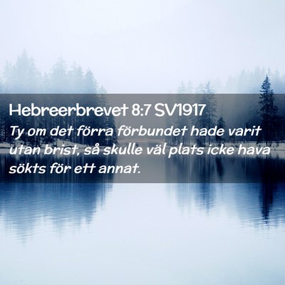 Picture 02 - Hebreerbrevet 8:7 SV1917 - Ty om det förra förbundet hade varit utan - Bible Verse Picture