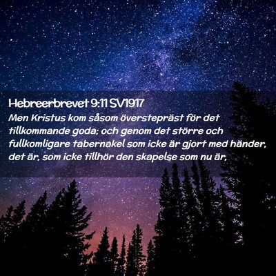 Picture 02 - Hebreerbrevet 9:11 SV1917 - Men Kristus kom såsom överstepräst för det - Bible Verse Picture