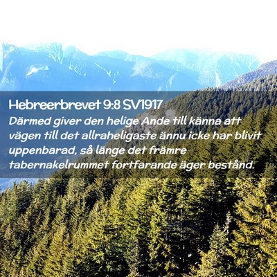 Picture 02 - Hebreerbrevet 9:8 SV1917 - Därmed giver den helige Ande till känna att - Bible Verse Picture
