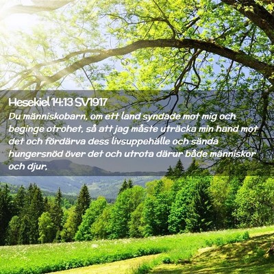 Picture 02 - Hesekiel 14:13 SV1917 - Du människobarn, om ett land syndade mot mig och - Bible Verse Picture