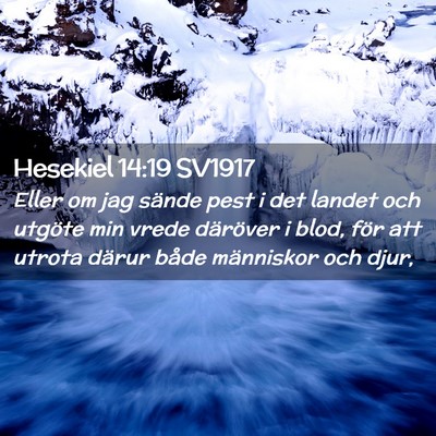 Picture 02 - Hesekiel 14:19 SV1917 - Eller om jag sände pest i det landet och utgöte - Bible Verse Picture
