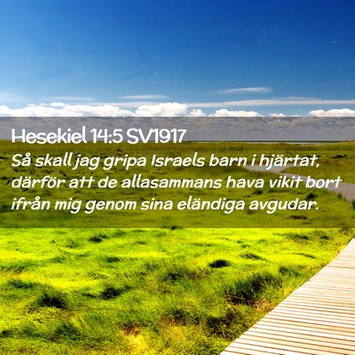 Picture 02 - Hesekiel 14:5 SV1917 - Så skall jag gripa Israels barn i hjärtat, - Bible Verse Picture