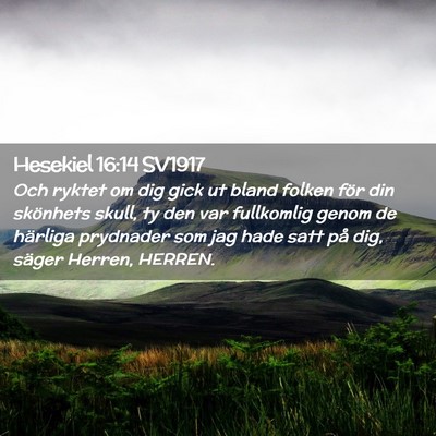 Picture 02 - Hesekiel 16:14 SV1917 - Och ryktet om dig gick ut bland folken för din - Bible Verse Picture