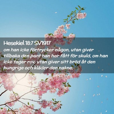 Picture 02 - Hesekiel 18:7 SV1917 - om han icke förtrycker någon, utan giver - Bible Verse Picture