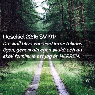 Picture 02 - Hesekiel 22:16 SV1917 - Du skall bliva vanärad inför folkens ögon, - Bible Verse Picture