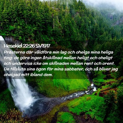 Picture 02 - Hesekiel 22:26 SV1917 - Prästerna där våldföra min lag och ohelga - Bible Verse Picture