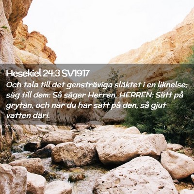 Picture 02 - Hesekiel 24:3 SV1917 - Och tala till det gensträviga släktet i en - Bible Verse Picture