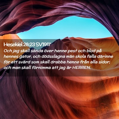 Picture 02 - Hesekiel 28:23 SV1917 - Och jag skall sända över henne pest och blod - Bible Verse Picture