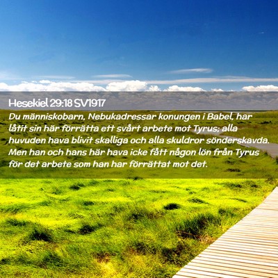 Picture 02 - Hesekiel 29:18 SV1917 - Du människobarn, Nebukadressar konungen i Babel, - Bible Verse Picture