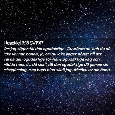 Picture 02 - Hesekiel 3:18 SV1917 - Om jag säger till den ogudaktige: 'Du måste - Bible Verse Picture