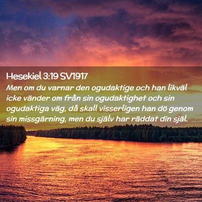 Picture 02 - Hesekiel 3:19 SV1917 - Men om du varnar den ogudaktige och han likväl - Bible Verse Picture