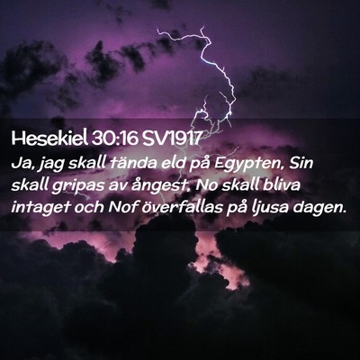 Picture 02 - Hesekiel 30:16 SV1917 - Ja, jag skall tända eld på Egypten, Sin skall - Bible Verse Picture