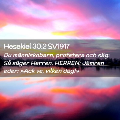 Picture 02 - Hesekiel 30:2 SV1917 - Du människobarn, profetera och säg: Så säger - Bible Verse Picture