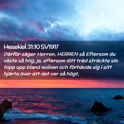 Picture 02 - Hesekiel 31:10 SV1917 - Därför säger Herren, HERREN så Eftersom du - Bible Verse Picture