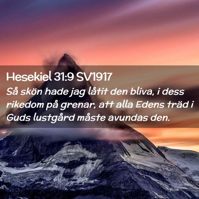 Picture 02 - Hesekiel 31:9 SV1917 - Så skön hade jag låtit den bliva, i dess - Bible Verse Picture