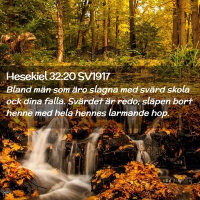 Picture 02 - Hesekiel 32:20 SV1917 - Bland män som äro slagna med svärd skola ock - Bible Verse Picture