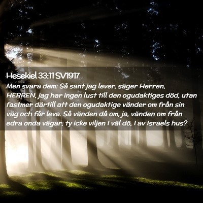 Picture 02 - Hesekiel 33:11 SV1917 - Men svara dem: Så sant jag lever, säger Herren, - Bible Verse Picture