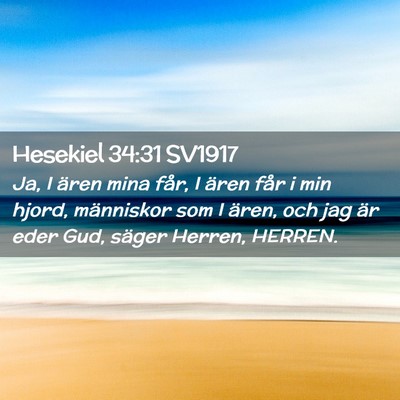 Picture 02 - Hesekiel 34:31 SV1917 - Ja, I ären mina får, I ären får i min hjord, - Bible Verse Picture